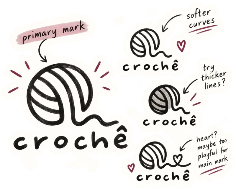 Crochê logo sketches